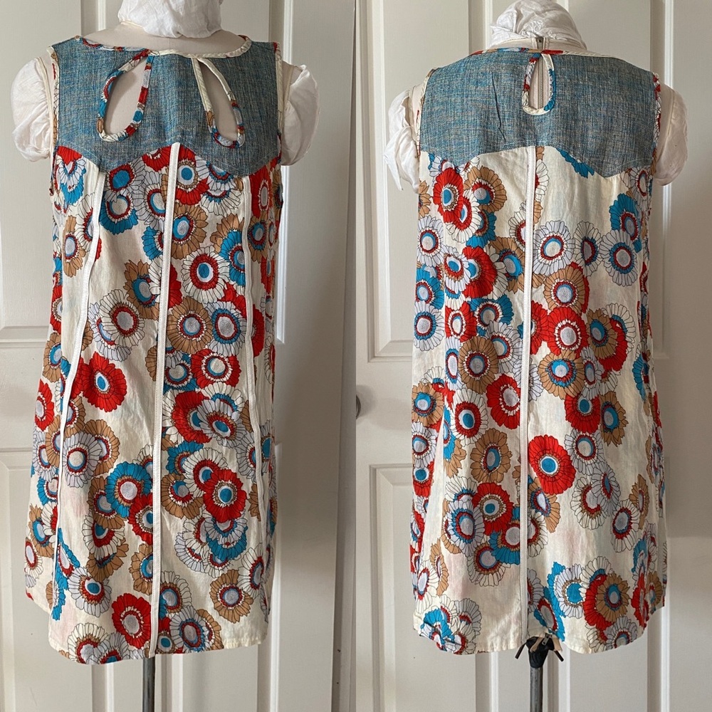 Nuvula Floral Faux Leather Trim Dress, size M